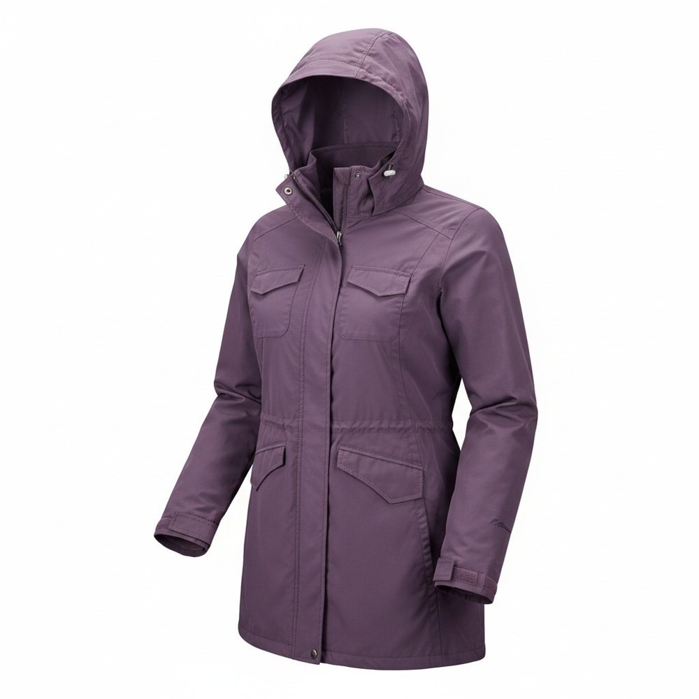Eddie Bauer Travex Womens Purple Hooded Utility Jacket Parka Size S‎ 0587
